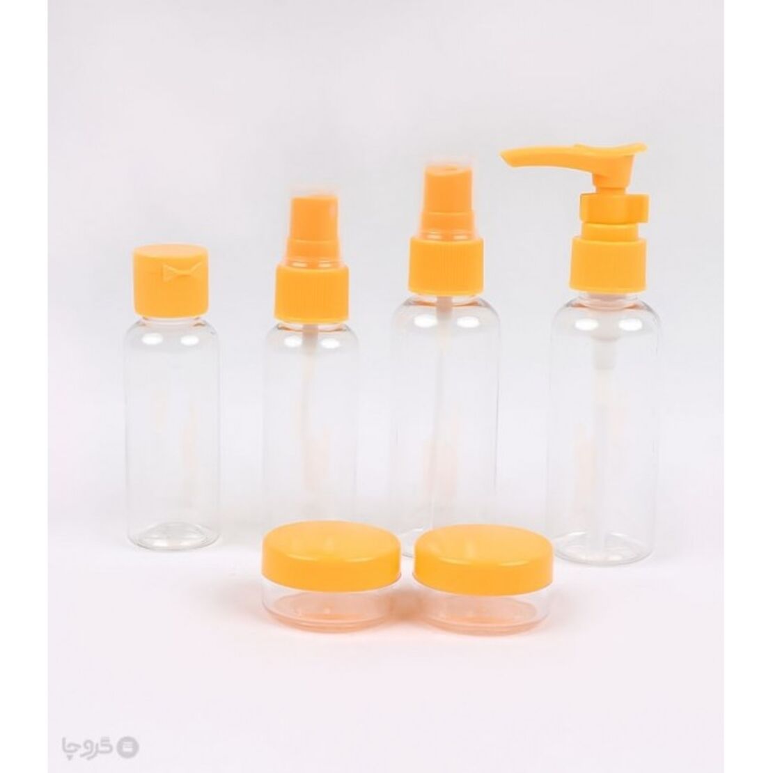 Set Recipiente pentru Cosmetice, Flippy, 5 Piese, cu Gentuta, pentru Calatorii, Reutilizabile, Portocaliu, Material Plastic, 40 ml, 10g