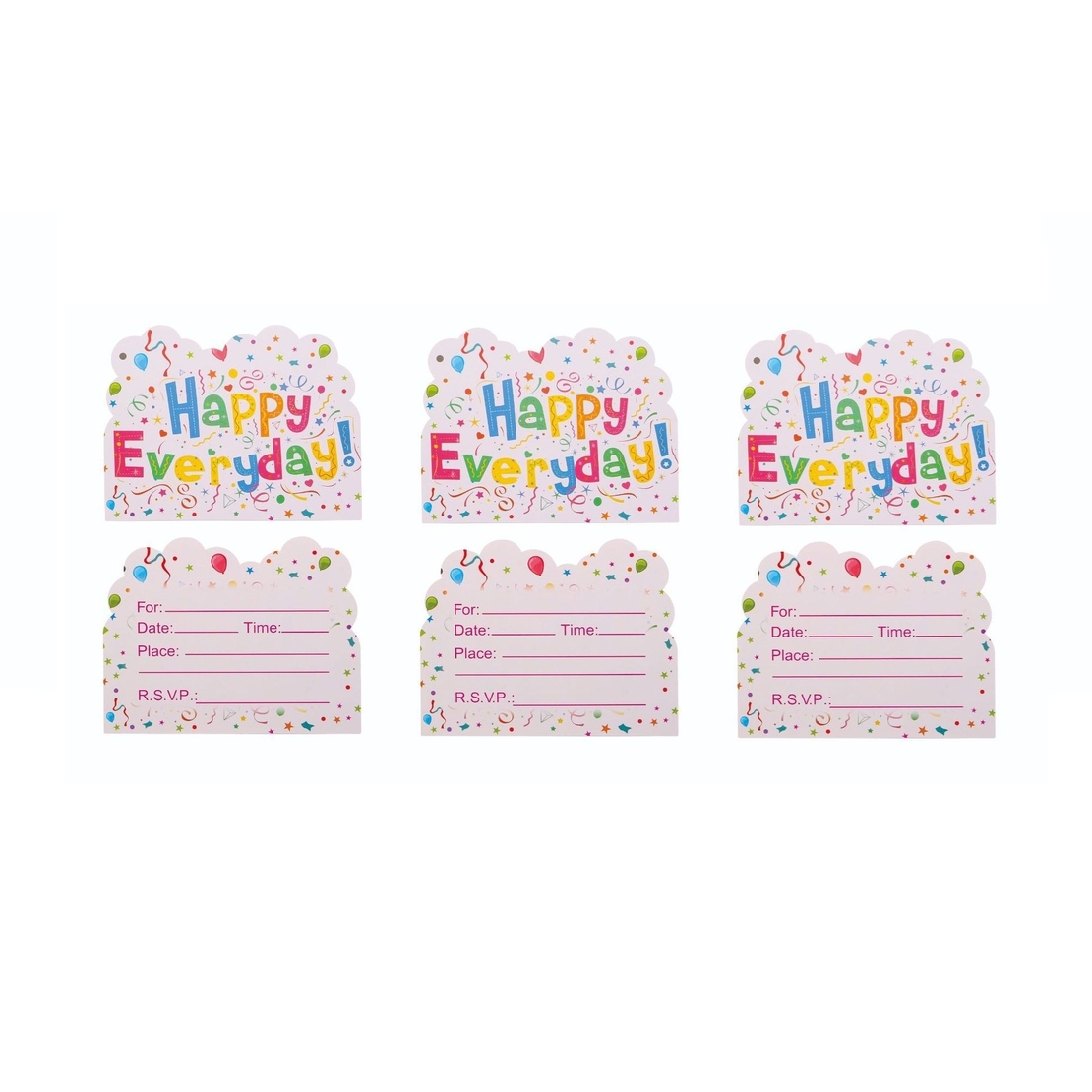 Set 10 Invitatii pentru Petrecere, Flippy, Model Happy Everyday, 17 x 12 cm, Multicolor
