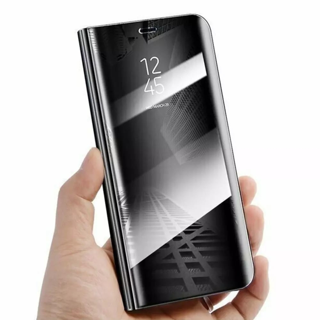 Husa Tip Carte, Flippy, Compatibila cu Huawei Mate 10 Lite, Flip Cover Oglinda, Negru