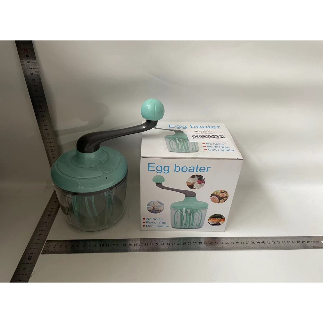 Mixer Manual, Flippy, pentru Oua Smantana Frisca Aluat, Maner Plastic, Usor de Utilizat si Depozitat, Bol Transparent, 24.5 x 11.5 cm Verde