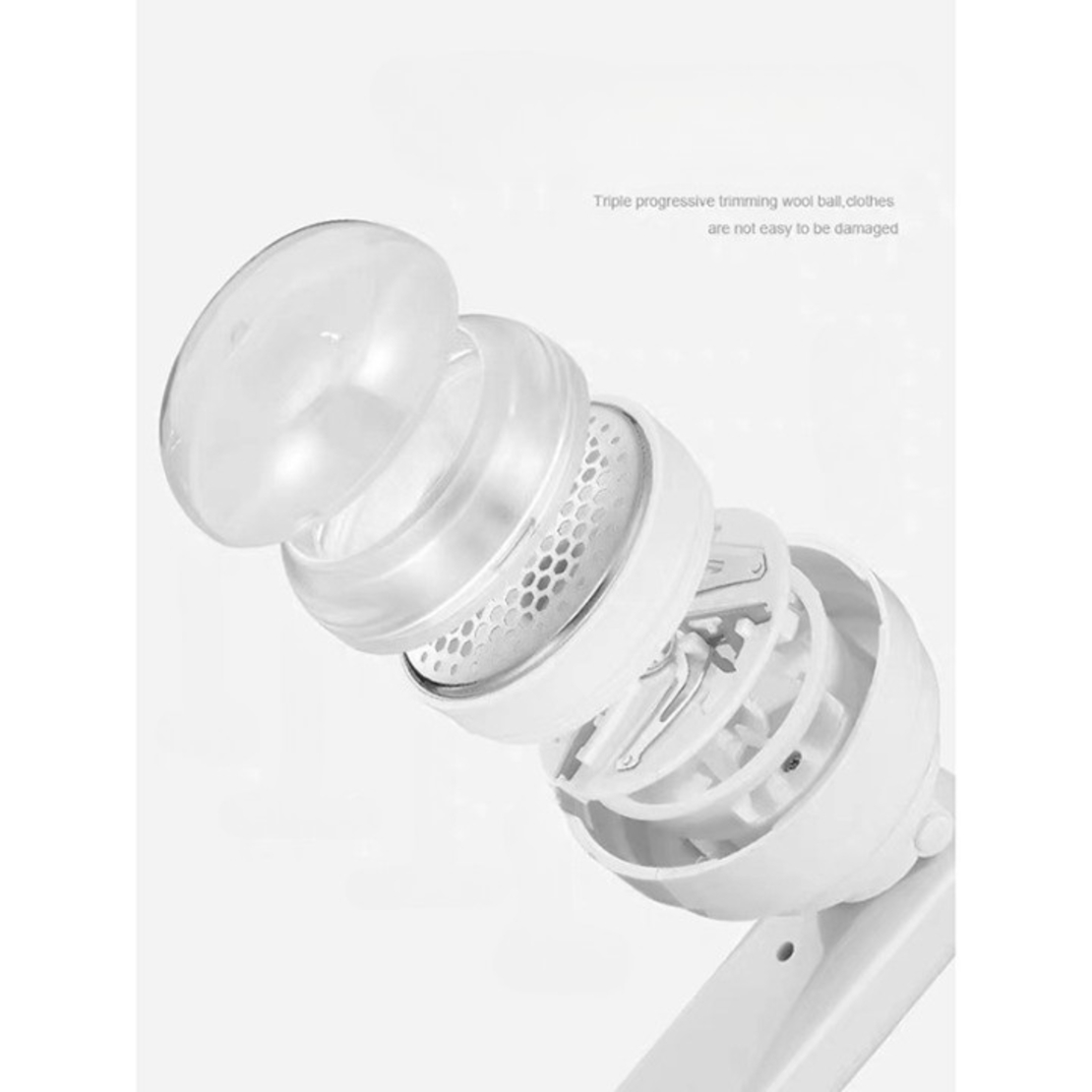 Aparat Pentru Curatat Scame, Par Si Praf, Flippy, Trimmer pentru Diferite Tipuri De Material, Cu Lame Din Otel Inoxidabil, Maner Flexibil, Incarcare Prin USB, 13x8 cm, Alb