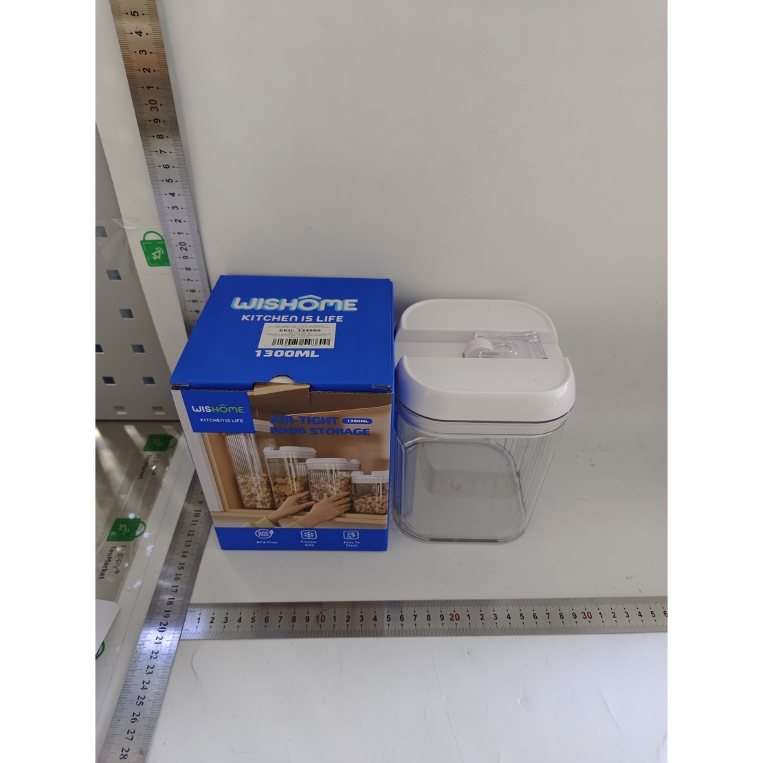 Cutie de Depozitare Alimente, Flippy, Cutie pentru Bucatarie, Cutie pentru Condimente, din PET ABS Silicon, 12.5 x 12.5 x 16.5 cm, 461 g, 1.3L, Transparent Alb