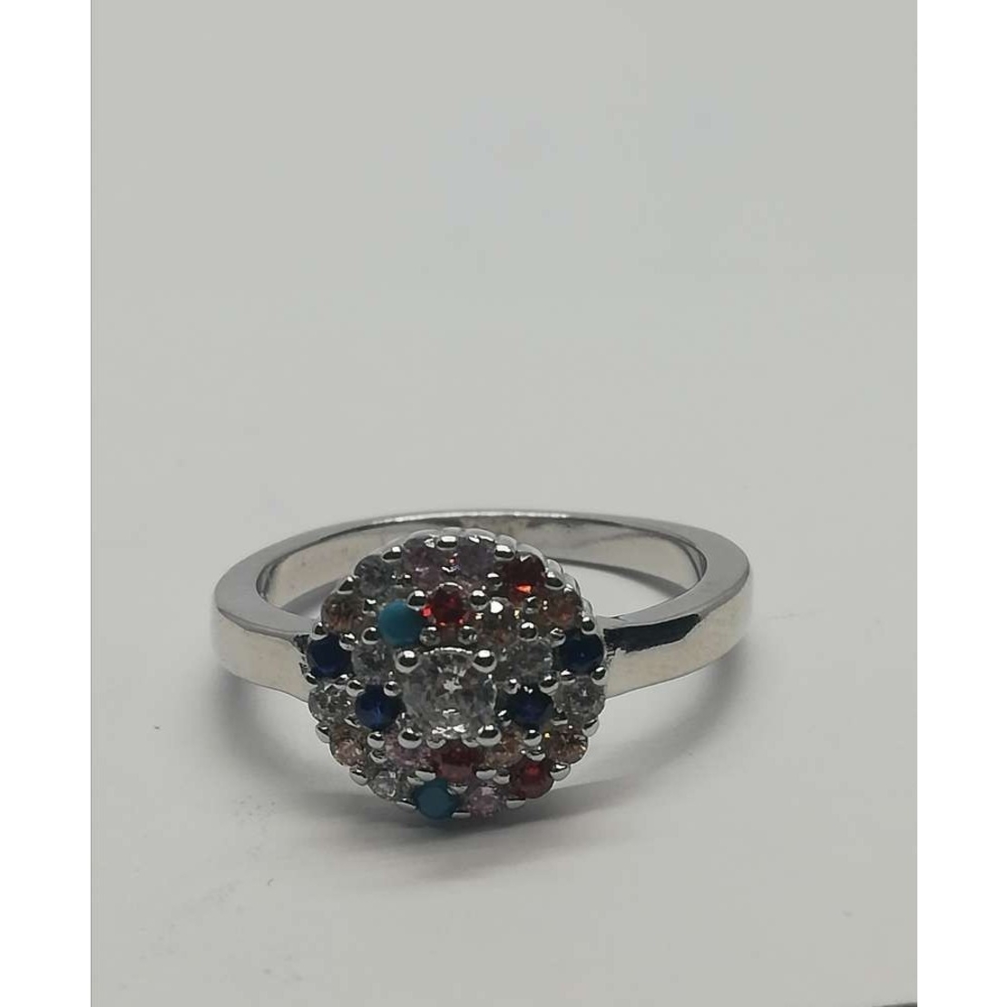 Inel Argint 925 Floare cu Pietre Colorate M 51