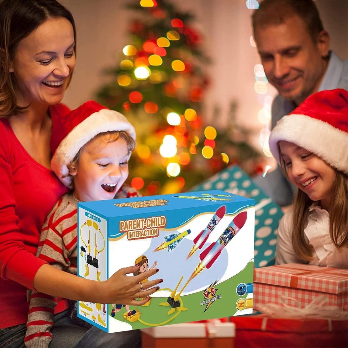 Jucarie pentru Copii, Flippy, Lansator de Rachete cu Piciorul, Doua Lansatoare, 6 Rachete Fara Lumini, 45x18 cm, Galben