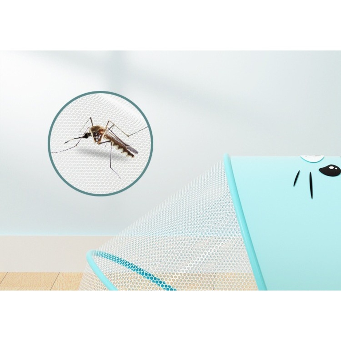 Husa Anti-Tantari, Flippy, Pliabila, Protectie 360 Grade, Parasolar, 0-1 An, 60 x 55 x 5 cm, Albastru