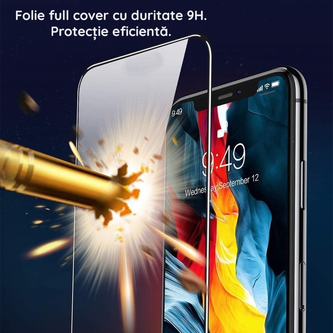 Folie Sticla Securizata, Flippy, Compatibila cu Honor 90, Full Glue, Margini Negre, Transparent