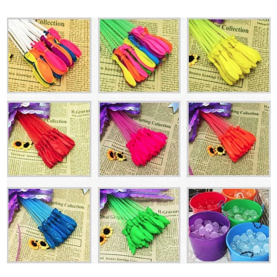 Baloane de Apa pentru Distractii, Flippy, Baloane cu Umplere Rapida, Baloane de Lupta cu Apa, 111 bucati, din Emulsie, Multicolor