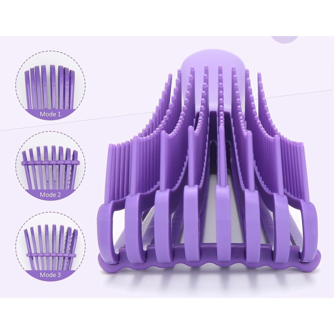 Perie Flexibila, Flippy, pentru Descurcat Par Cret/Umed si Uscat, 8 Brate Mobile, din TPE, 24.5 x 4.5 x 2 cm, Mov