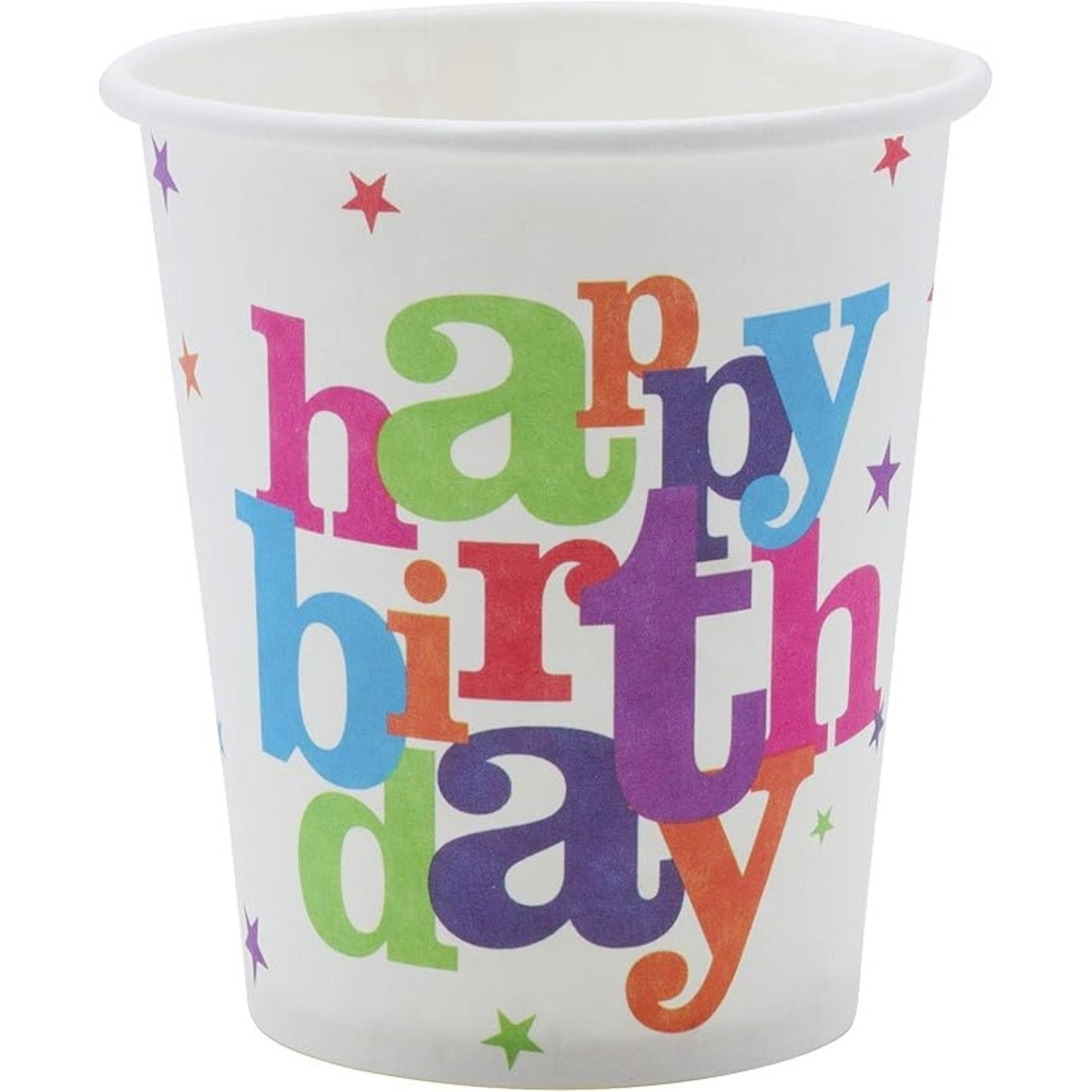 Set 6 Pahare de Carton, Flippy, Colectia Happy Birthday, 7 x 5 x 8.5 cm, 230 ml, Multicolor