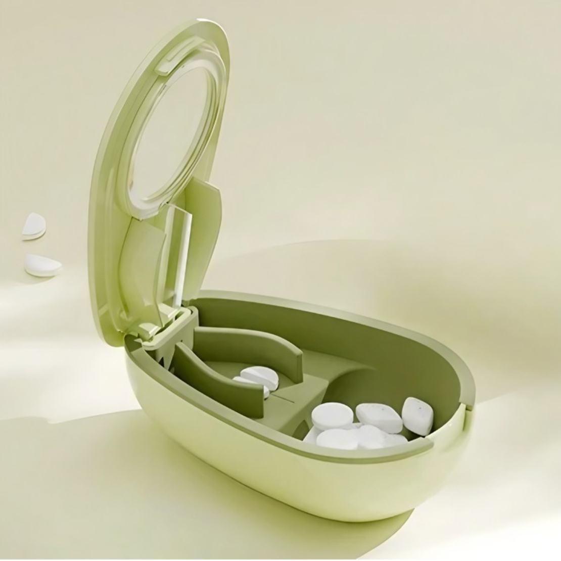 Cutie Taiat Pastile si Depozitare Medicamente, Flippy, Galbena, 8x5x2.65 cm, Compacta si Portabila, Ideala Pentru Calatorii