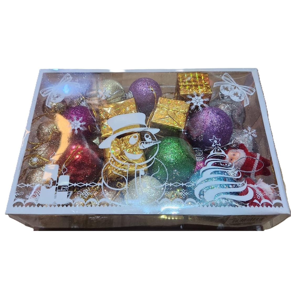 Set 45 Globuri de Craciun, Flippy, pentru Brad, Model 2, cu Glitter, Lucioase, Multicolor