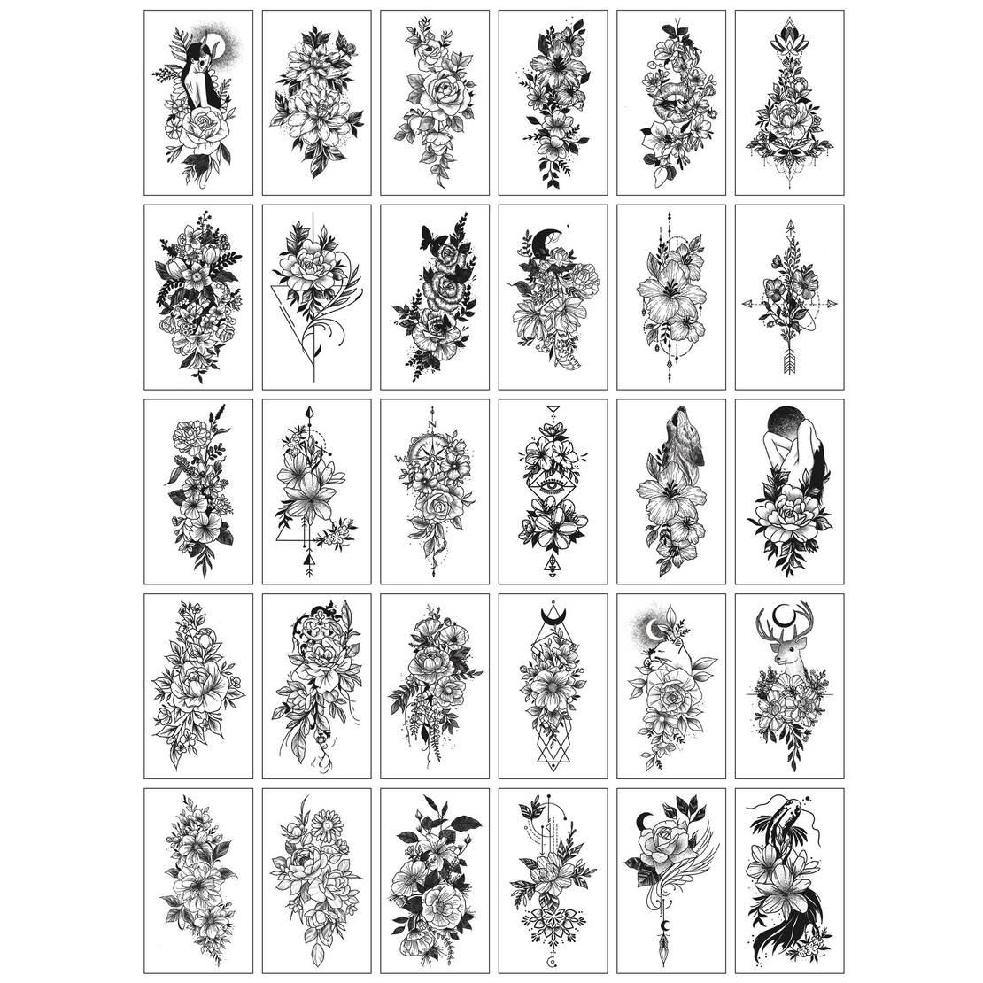 Set 30 Tatuaje Temporare, Flippy, pe Baza de Apa, Model 4, Negru