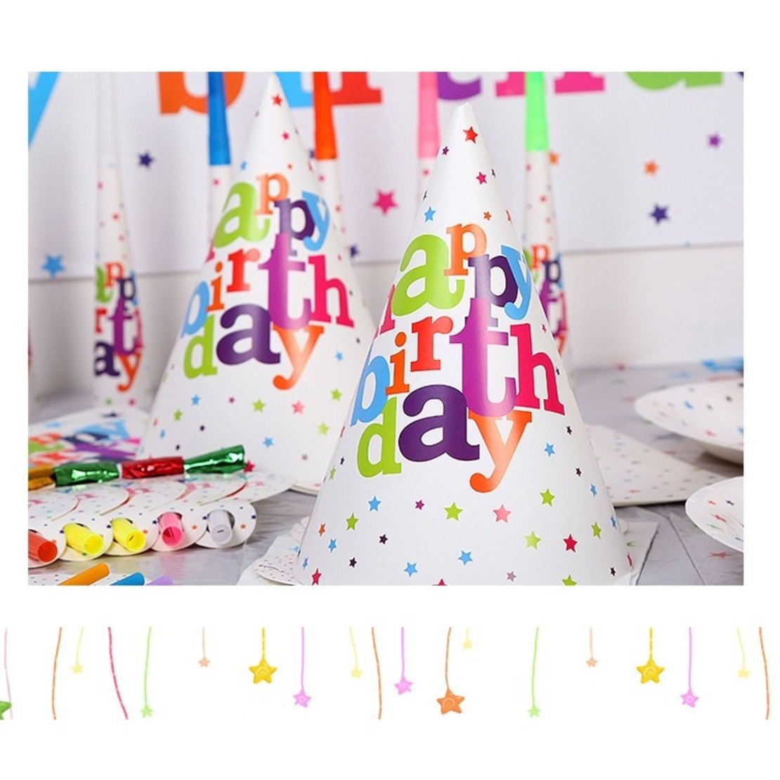 Set 6 Coifuri pentru Petrecere, Flippy, Colectia Happy Birthday, Multicolor