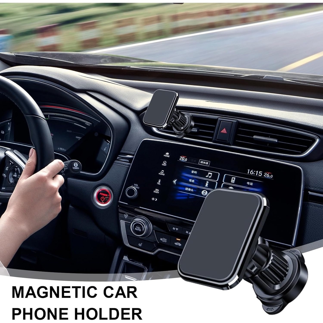 Suport Auto pentru Telefon, Flippy, MagSafe, cu Magnet, Prindere Grila de Ventilatie, Detalii Fine, Rotativ 360 de Grade, Plastic Magnet Silicon, 5.1x3.9 cm, Negru