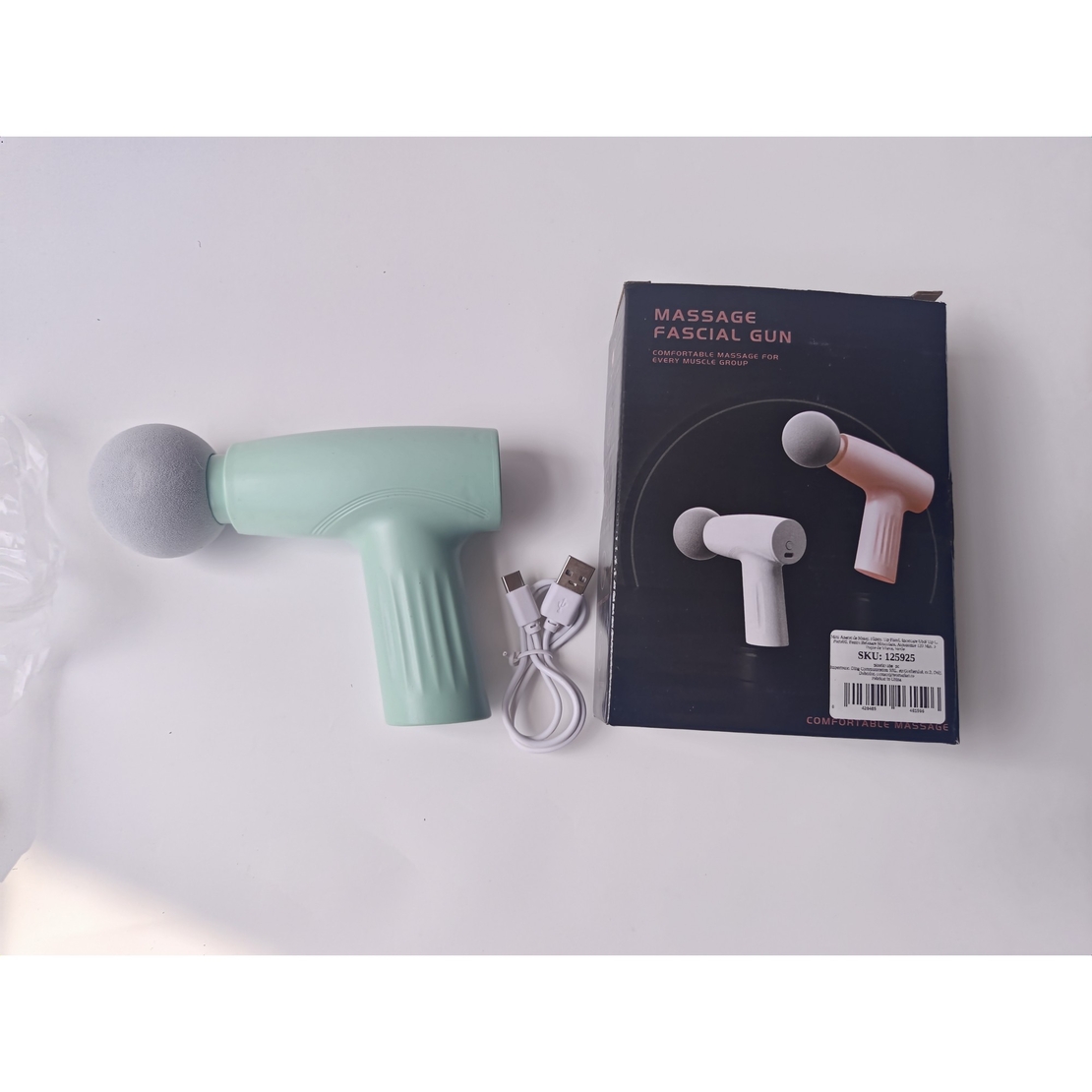 Mini Aparat de Masaj, Flippy, Tip Pistol, Incarcare USB Tip C, Portabil, Pentru Relaxare Musculara, Autonomie 120 Min, 3 Trepte de Viteza, Verde