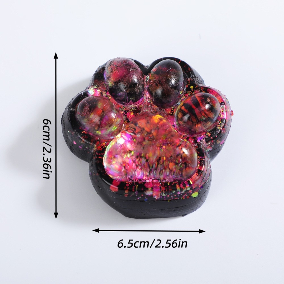 Jucarie Antistres Squishy, Flippy, cu Revenire Lenta, Squeeze Pinch Family, Model Labuta de Pisica cu Sclipici, 6.5x6 cm, 60g, Ambalaj Transparent, Roz-Negru