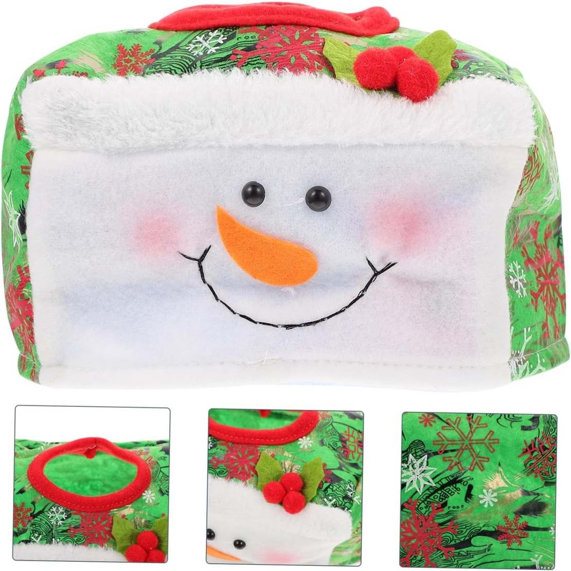 Cutie Decorativa pentru Servetele, Flippy, Model Om de Zapada, Tematica Craciun, 16 x 10 cm, Verde