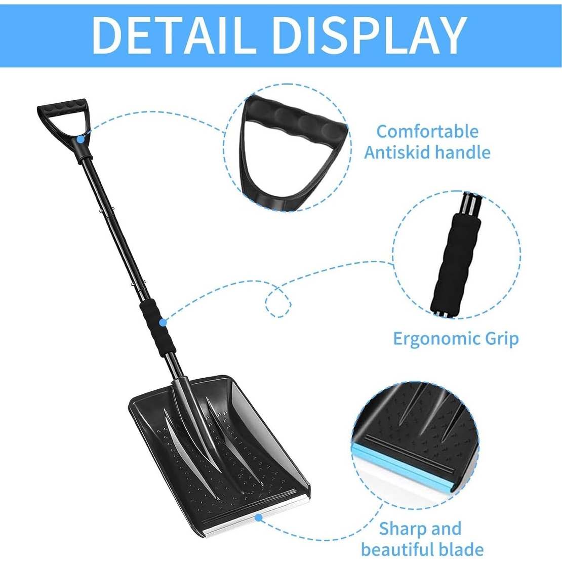 Lopata de Zapada, Flippy, Multifunctionala, Demontabila, cu Maner Antiderapant, Aluminiu, Plastic, Solutia pentru Iarna, pentru Deszapezire, 80x11x25.7 cm, Neagra