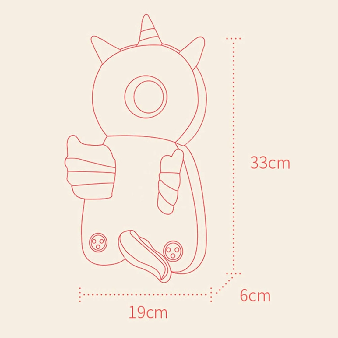 Perna tip Rucsac pentru Protectia Capului, Flippy, Tetiera tip Unicorn, pentru Bebelusi, 33x6x19 cm, 180 g, Albastru