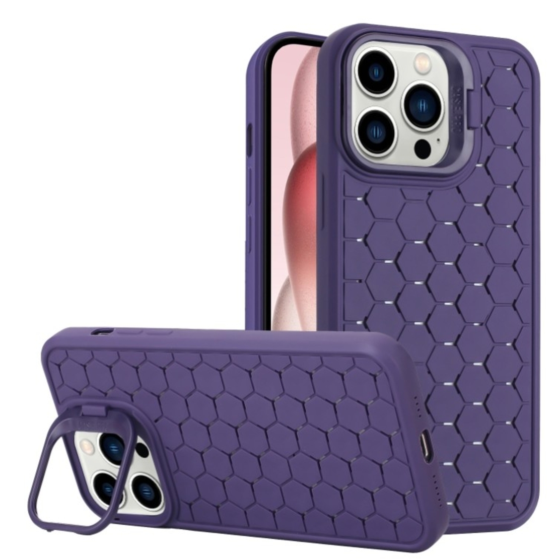 Husa de Protectie TPU, Flippy, pentru Apple iPhone 15 Pro Max, 3D Cube, cu Inel, Protectie Camera, Antisoc, Antizgariere, Antialunecare, Acoperire Completa, Mov