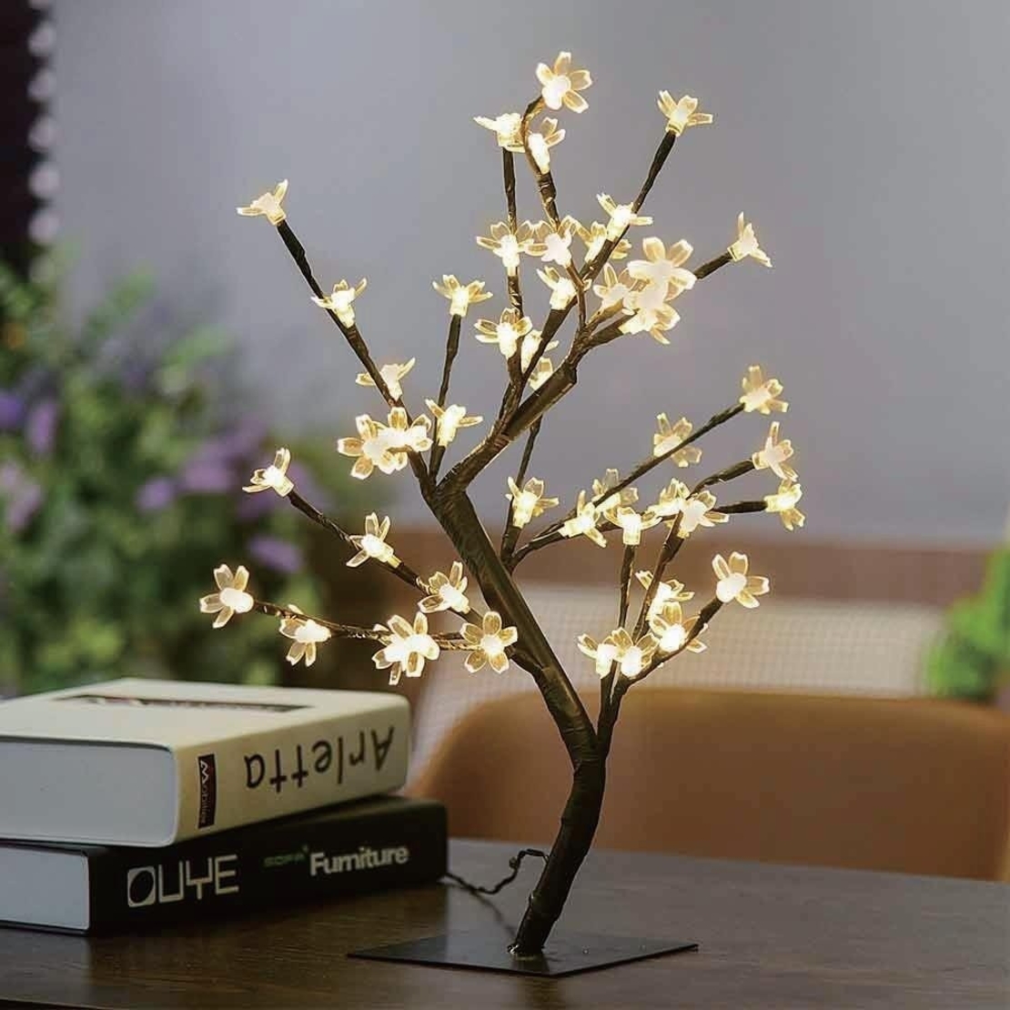 Decoratiune Luminoasa, Flippy, Crenguta, cu Baterii, 72 LED -uri, Flori, Alb Cald