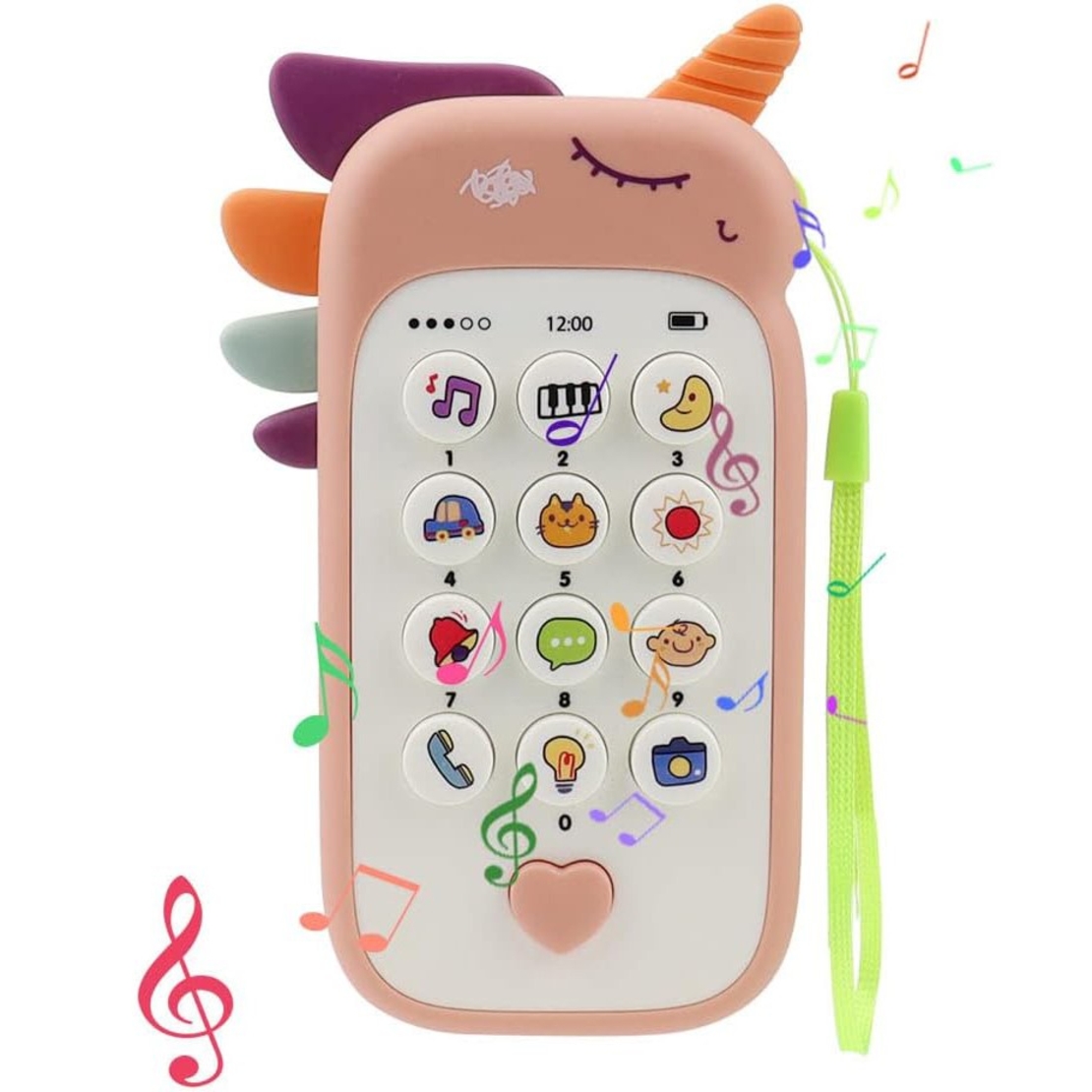 Jucarie Interactiva, Flippy, Telefon Inteligent, Model Unicorn, Functii Educative, Muzicale si Voce, 4-6 ani, 19 x 11.5 cm, din Plastic, Roz