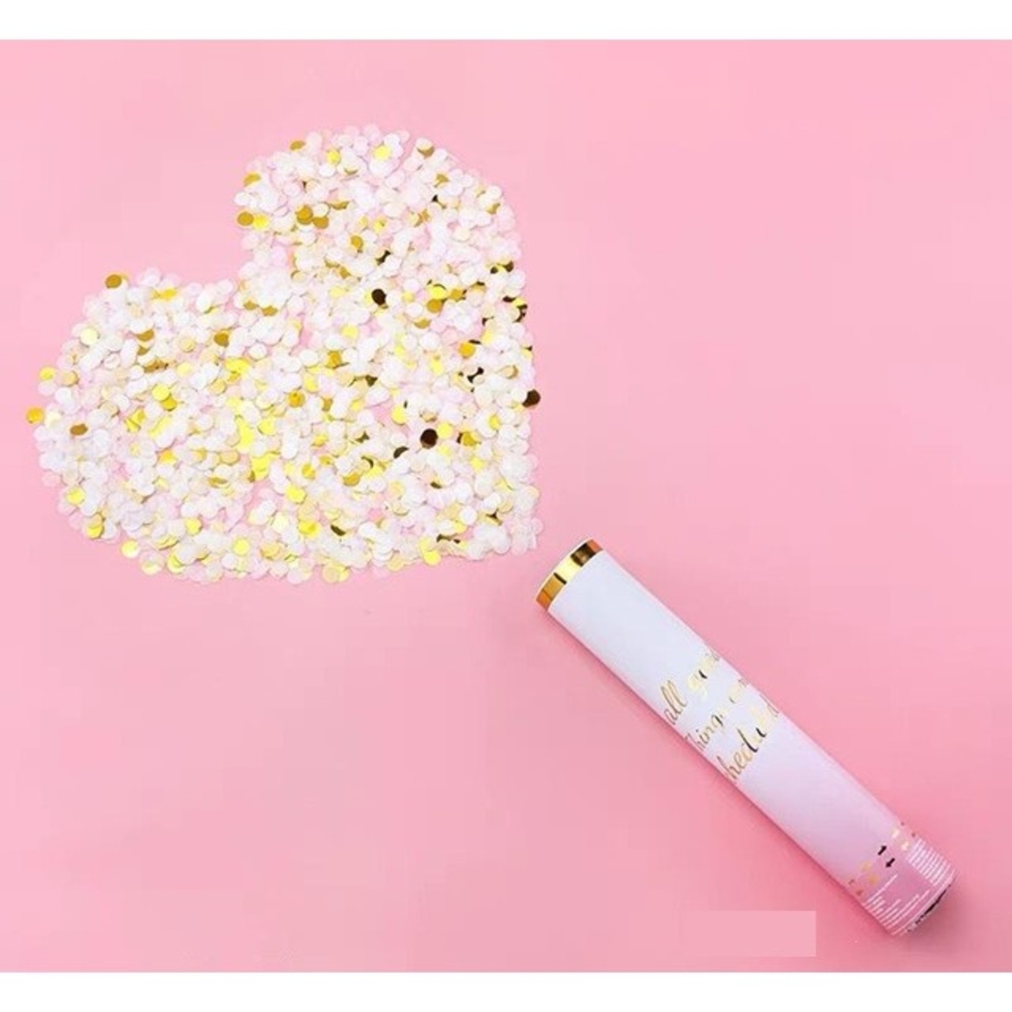 Tun Confetti Petrecere, Flippy, Lungime 30 cm, Alb/Auriu