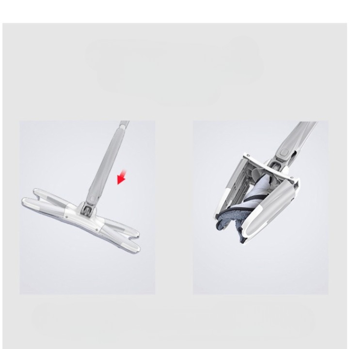Set Mop Plat + Galeata, Flippy, cu Sistem de Stoargere, Lungime Telescopica 140 cm, Argintiu/Galben
