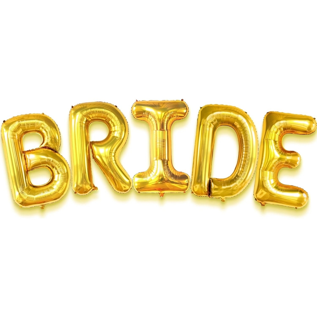 Set Baloane din Folie Metalizata, Flippy, Model Scris Bride, Litere de 40 cm, Tema Iubire, Baloane Party, Ambalaj Individual, Pai Inclus, Umflare cu Aer sau Heliu, Auriu