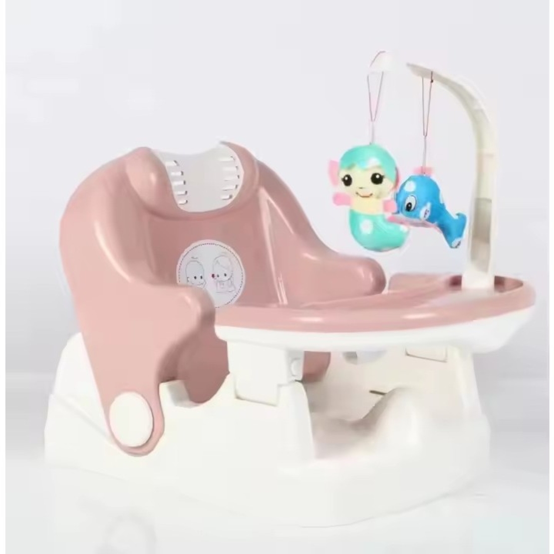 Scaun pentru Copii 2 in 1, Flippy, pentru Servit Masa si pentru Baie, Multifunctional, Pliabil, Portabil, din Plastic, Spatar Reglabil, 58 x 39 cm, Roz