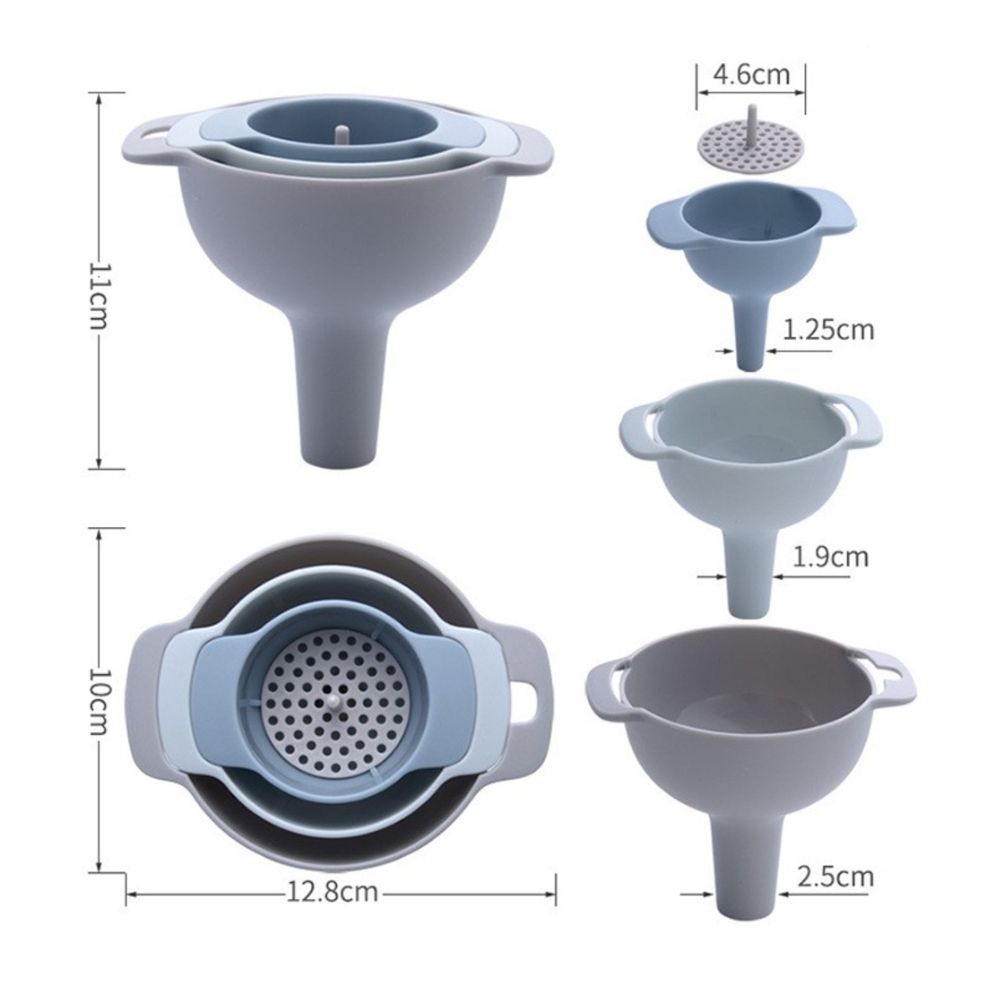 Set de Palnii Multifunctionale + Filtru, Flippy, 4 in 1, din Plastic, 11 x 10 cm, Albastru