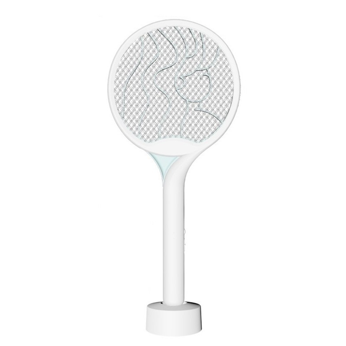 Paleta Electrica pentru Tantari, Muste si Tantari 2in1, Flippy, Reincarcabila, Incarcare USB, 2600V, Plastic, Casa si Gradina, Anti-insecte, Stand, 23x51 cm, Alb