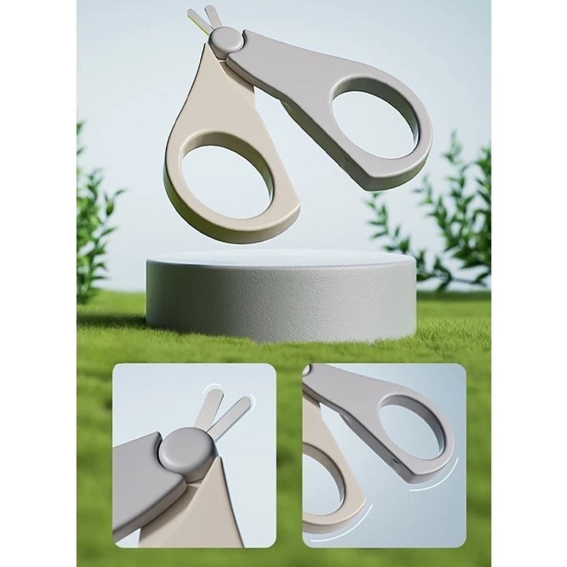 Set 4in1 de Ingrijire Unghii pentru Bebelusi, Flippy, Cutie de Depozitare Dinozaur Transparent, 0-6 Ani, 11.5 x 9 x 3 cm, Bej