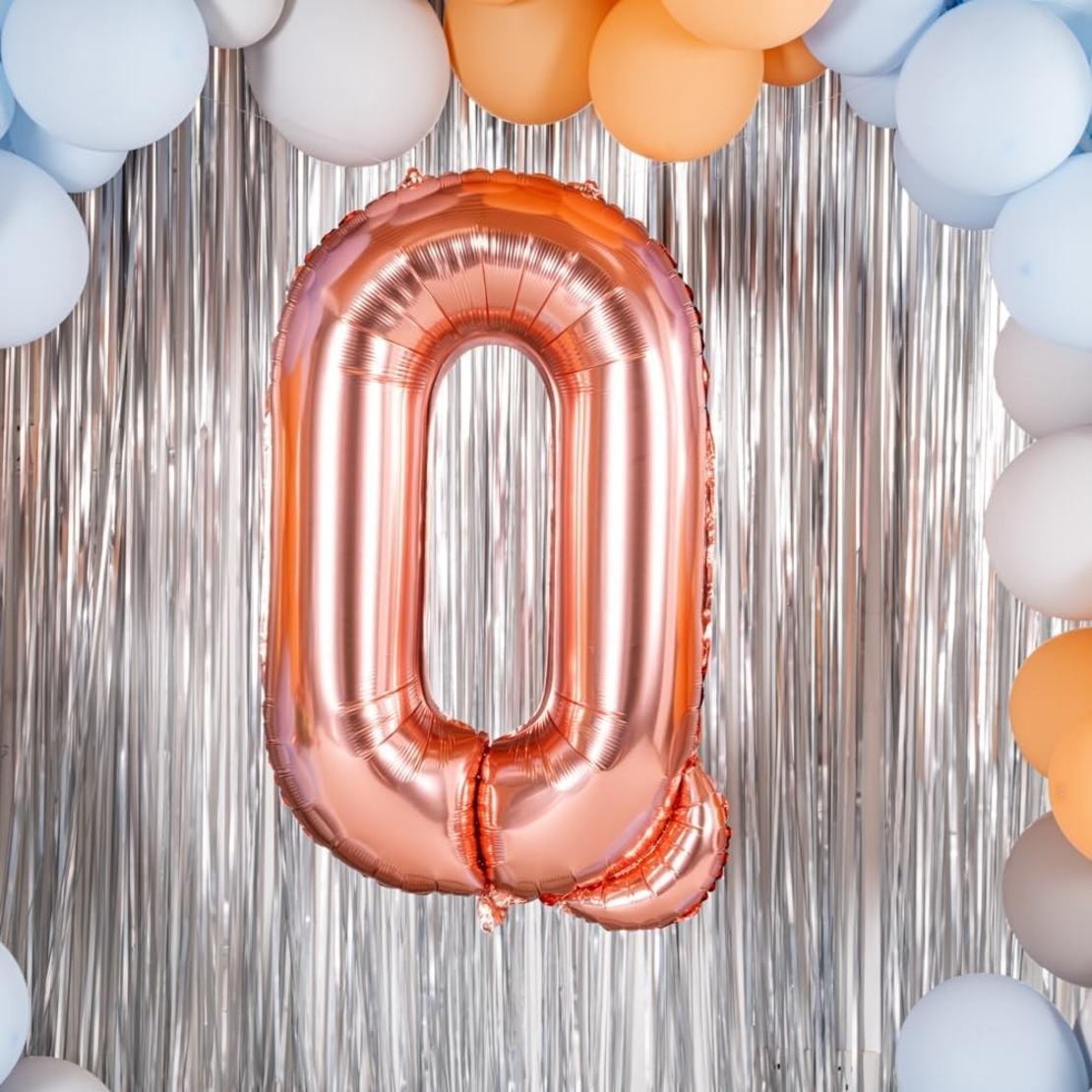 Balon Folie Metalizata Litera Q, Flippy, 100 cm, Umflati cu Heliu sau Aer, Ambalaj Individual, Pai inclus, Rose Gold