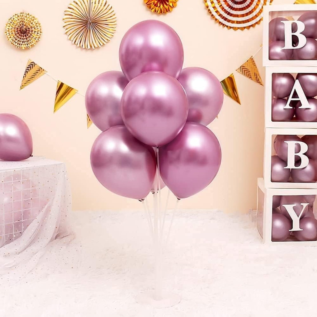 Set 10 Baloane din Latex Chrome, Flippy, Model Party, 23 cm, Mov, 2.2 g