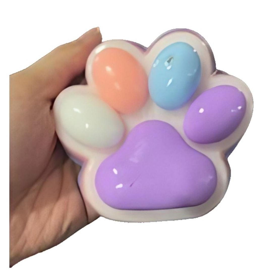 Jucarie Antistres Squishy, Flippy, cu Revenire Lenta, Squeeze Pinch Family, Model Cat Paw, 12.5x10.5 cm, 220g, Ambalaj Transparent, Model 020, Multicolor