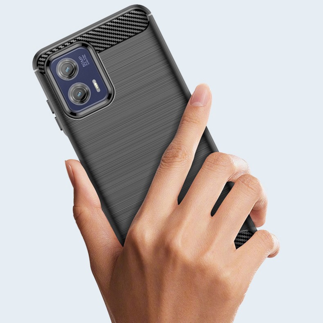Husa de Protectie pentru Motorola Moto G13 / G23, Flippy, Protectie 360, din TPU cu element de Carbon, Anti Alunecare, 1.8 mm, Negru