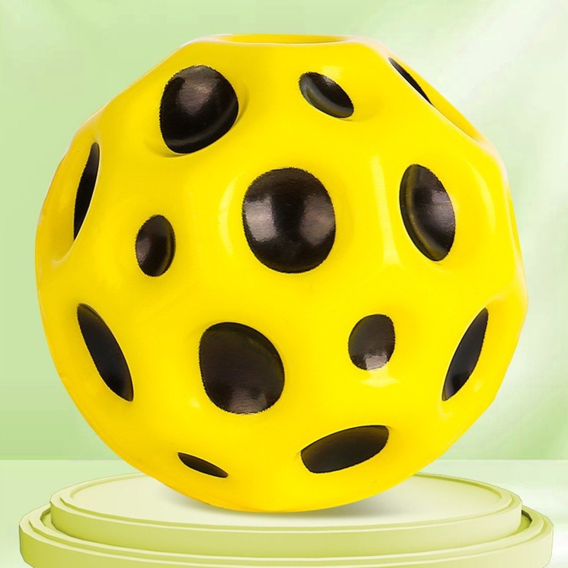 Minge Saltareata Hiperelastica, Flippy, Space Moon Ball foarte Elastica, Antistress pentru Copii, Diametru 66 mm, Galben