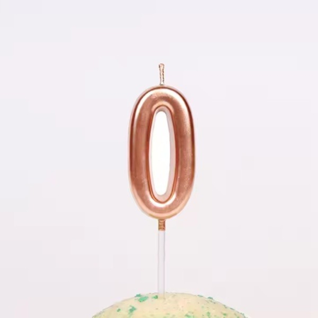 Lumanare de Tort, Flippy, Model Cifra 0, Party, 4.5 x 2.5 cm, din Parafina, Rose Gold