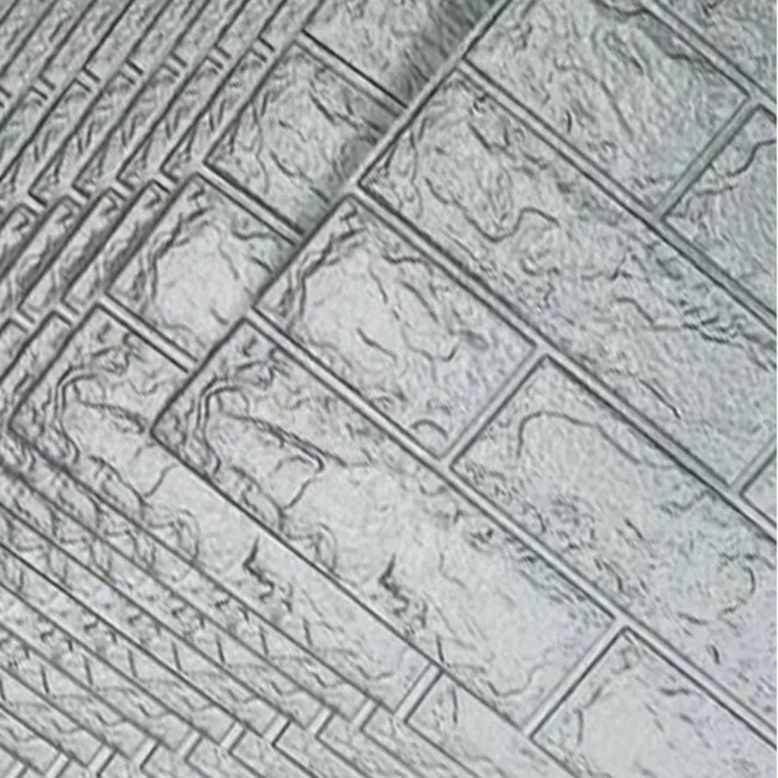 Set 10 Stickere de Perete, Flippy, Autoadezive, 70 x 77 cm, 2.5 mm Grosime, Suprafata Acoperita 5.3 mp, din PVC, Model Caramida, Argintiu