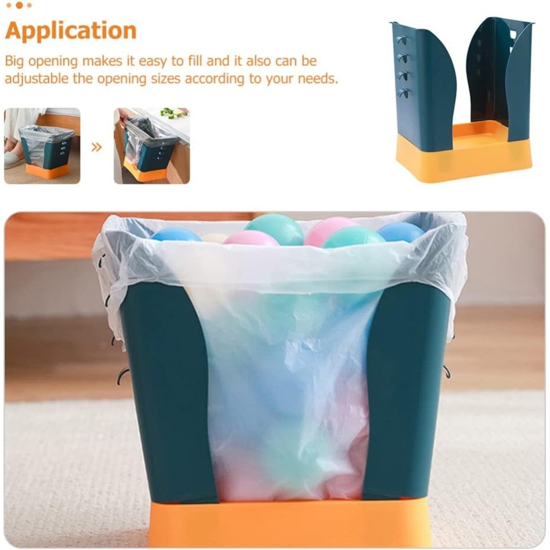 Cos de Gunoi Extensibil, Flippy, din Plastic, Reglabil, Pliabil, Versatil, pentru Bucatarie, Baie sau Birou, Cos Universal, 21x25x17 cm, Albastru Galben