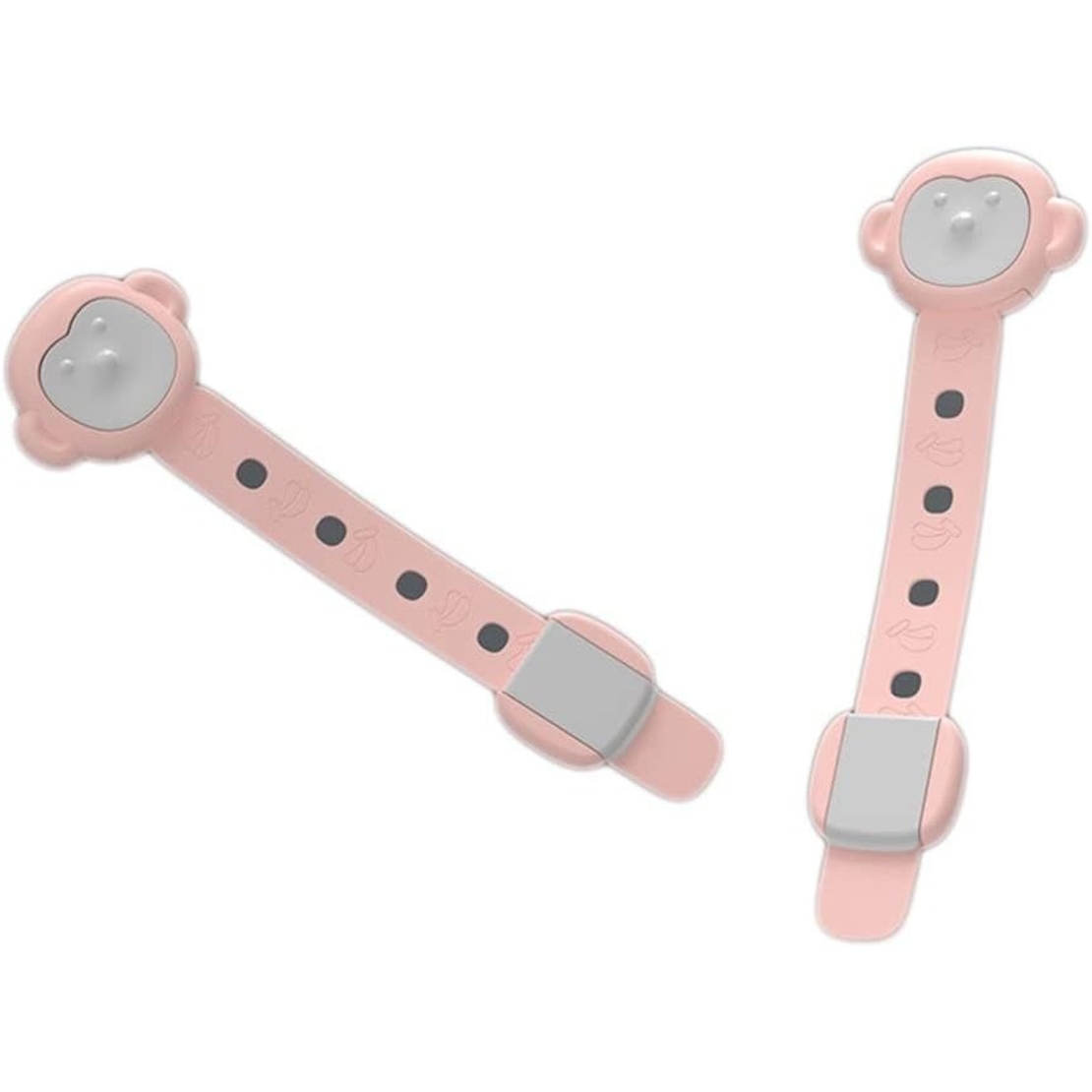 Siguranta pentru Usi Copii, Flippy, Sistem de Blocare Sertare, Dulap, Frigider, Adeziv, cu Sistem de Inchidere Dublu, Model Maimutica, Roz