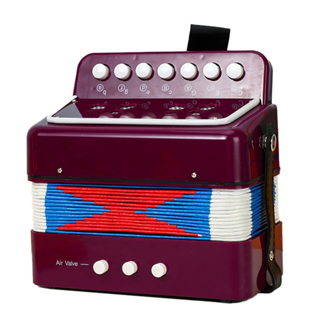 Acordeon Pentru Copii, Flippy, Acordeon Jucarie pentru Educatie Timpurie, 7 butoane 2 bass, Acordeon Instrument Muzical pentru Copii, 18 x 17 x 10 cm, Mov