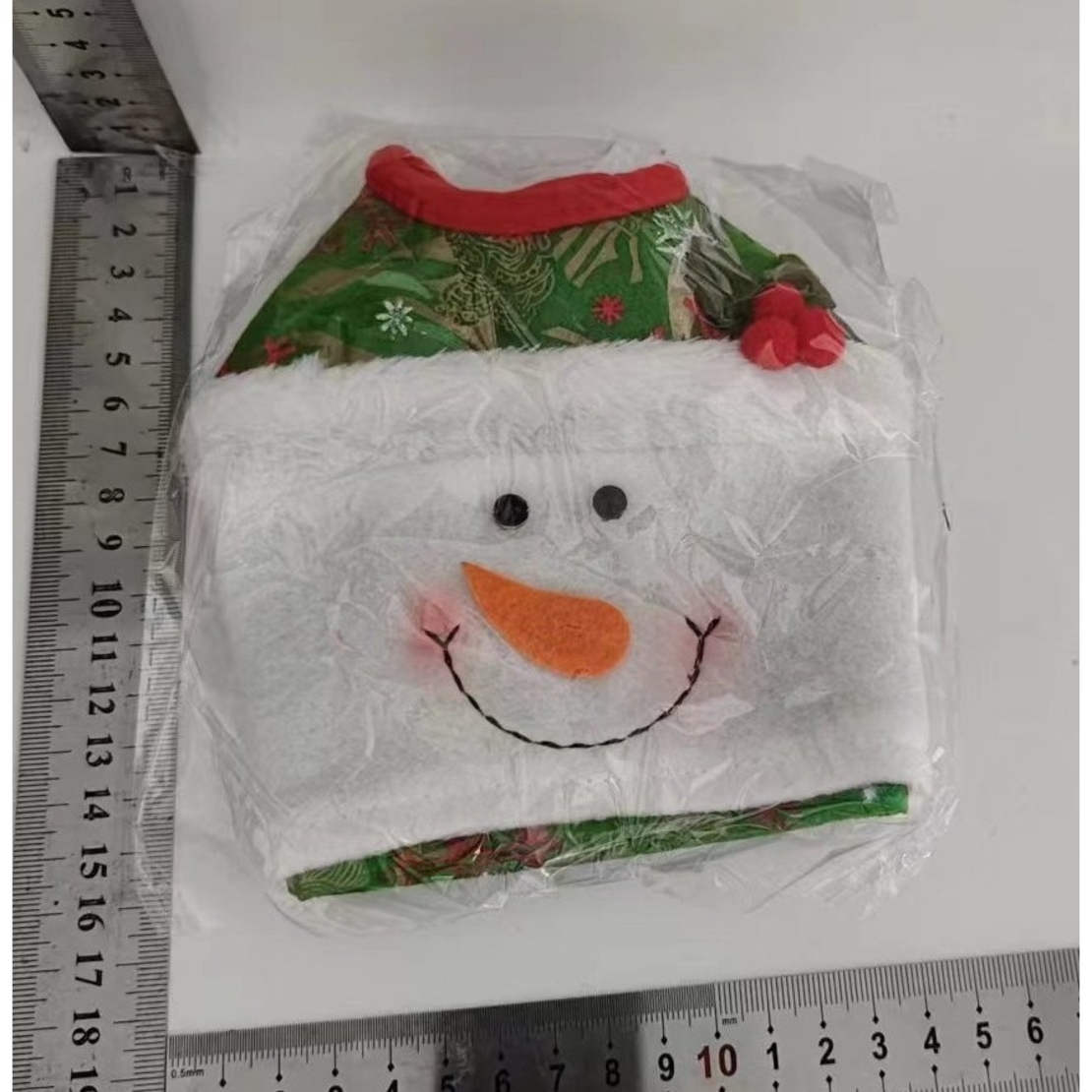 Cutie Decorativa pentru Servetele, Flippy, Model Om de Zapada, Tematica Craciun, 16 x 10 cm, Verde