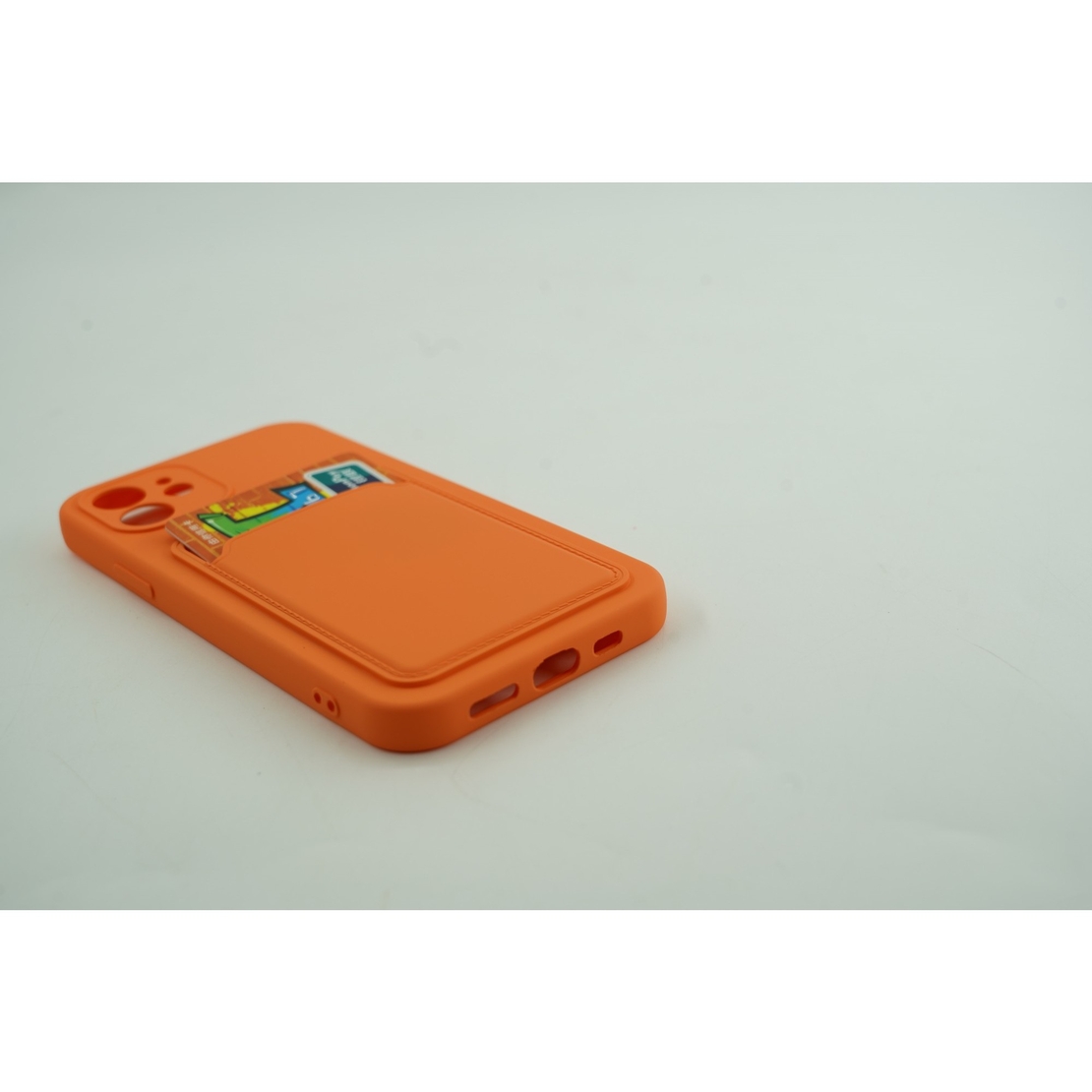 Husa protectie cu suport card compatibila cu Samsung A12 Portocaliu