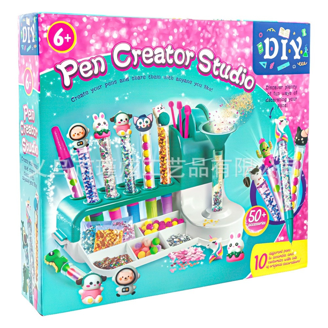 Set de Creatie, Flippy, Stiloul Magic, +6 Ani, peste 50 de Accesorii, Laborator de Creatie Pixuri, 34 x 31 x 8 cm, Multicolor