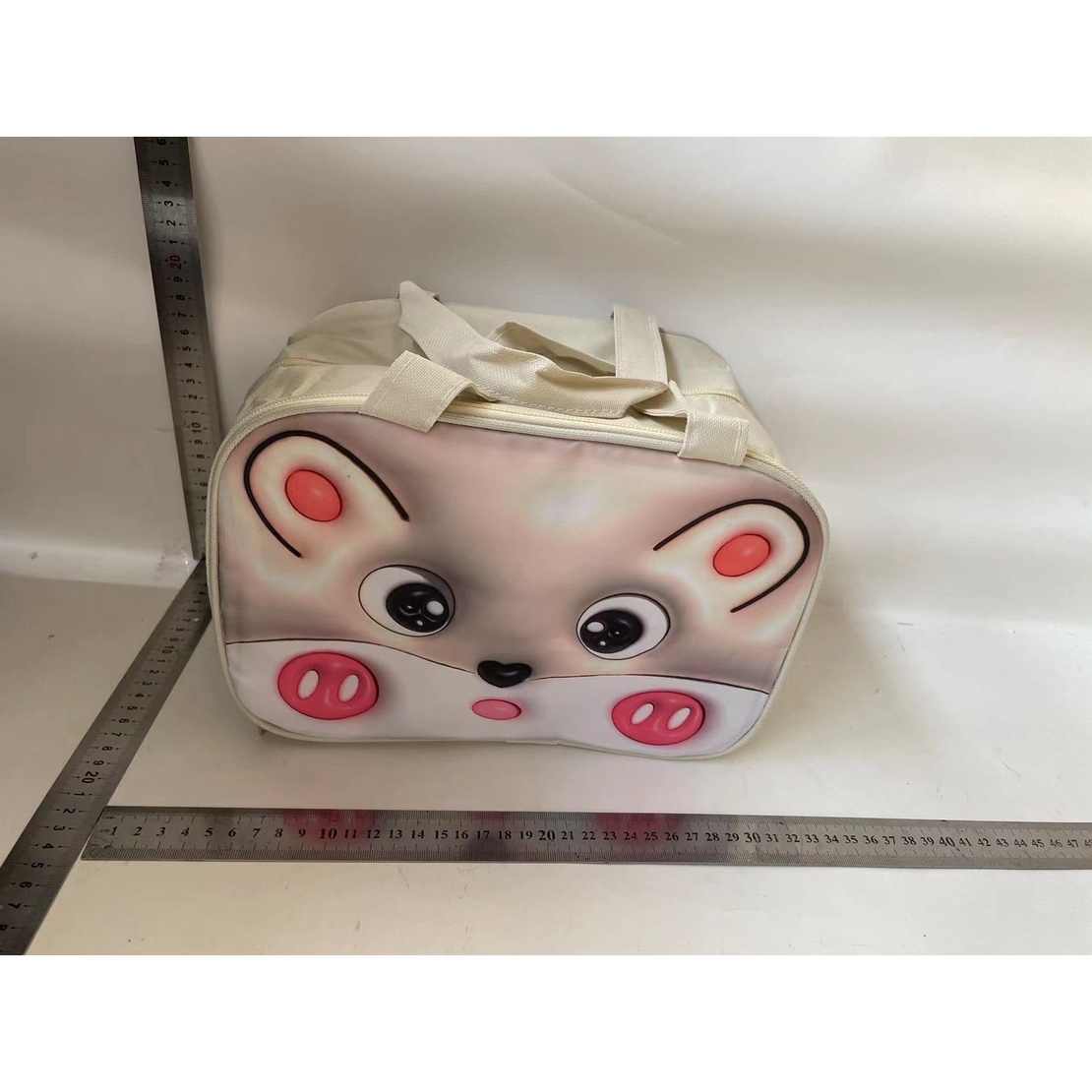 Geantă Frigorifică, Flippy, cu Desene Animat 3D, Portabilă pentru Copii, de Prânz, din Pânză Oxford, 27.5x18x20 cm, Model Soricel, Bej