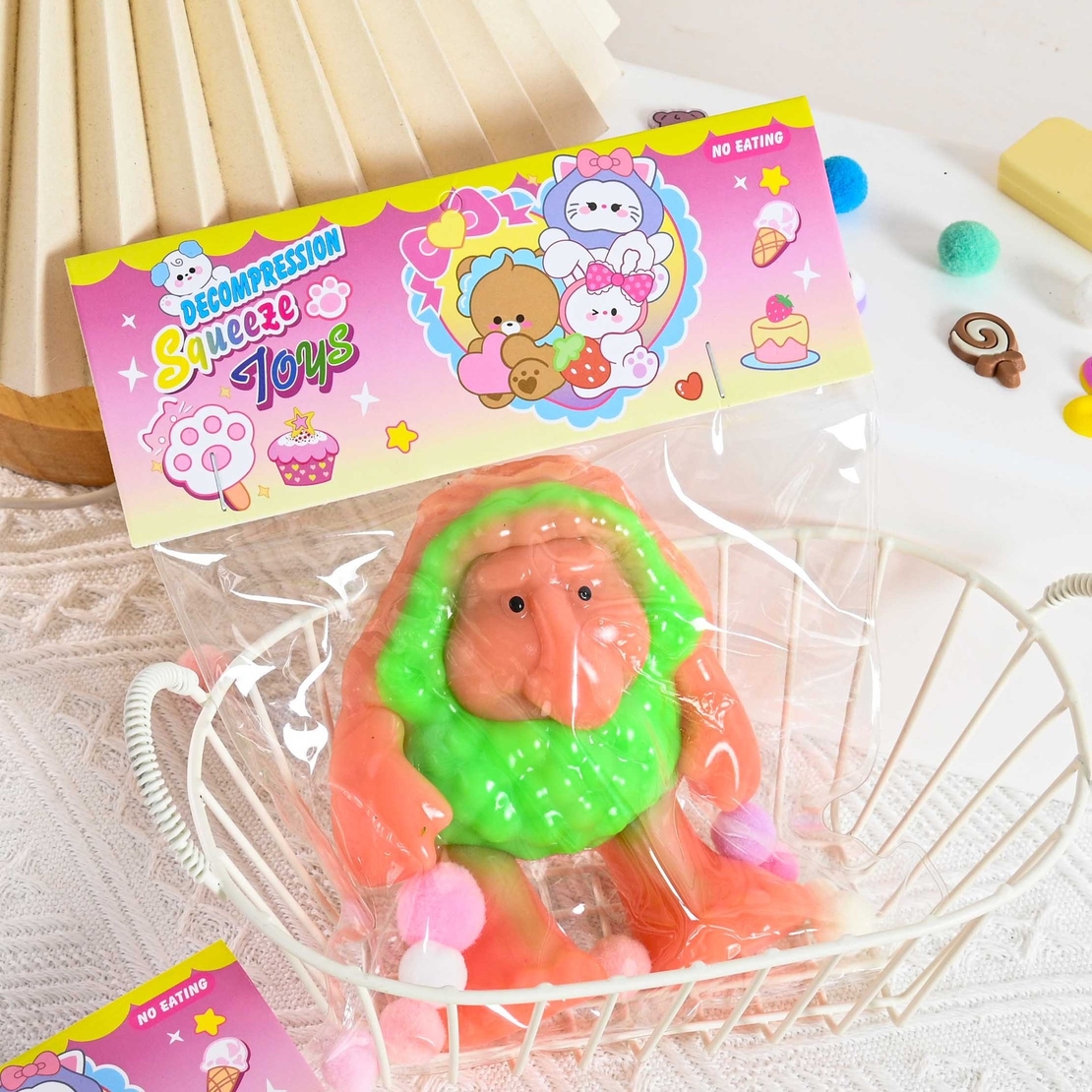 Jucarie Antistres Squishy, Flippy, Model Brr Brr Patapim, cu Revenire Lenta, din TPR, 12 x 11 x 3 cm, Multicolor