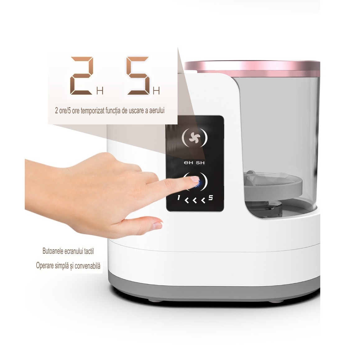 Dispozitiv Portabil de Curatare a Pensulelor de Machiaj, Flippy, cu Functie de Uscare, 5V, 850RPM, Cablu 1.2 m, 17.3 x 12.1 x 17.5 cm, Alb