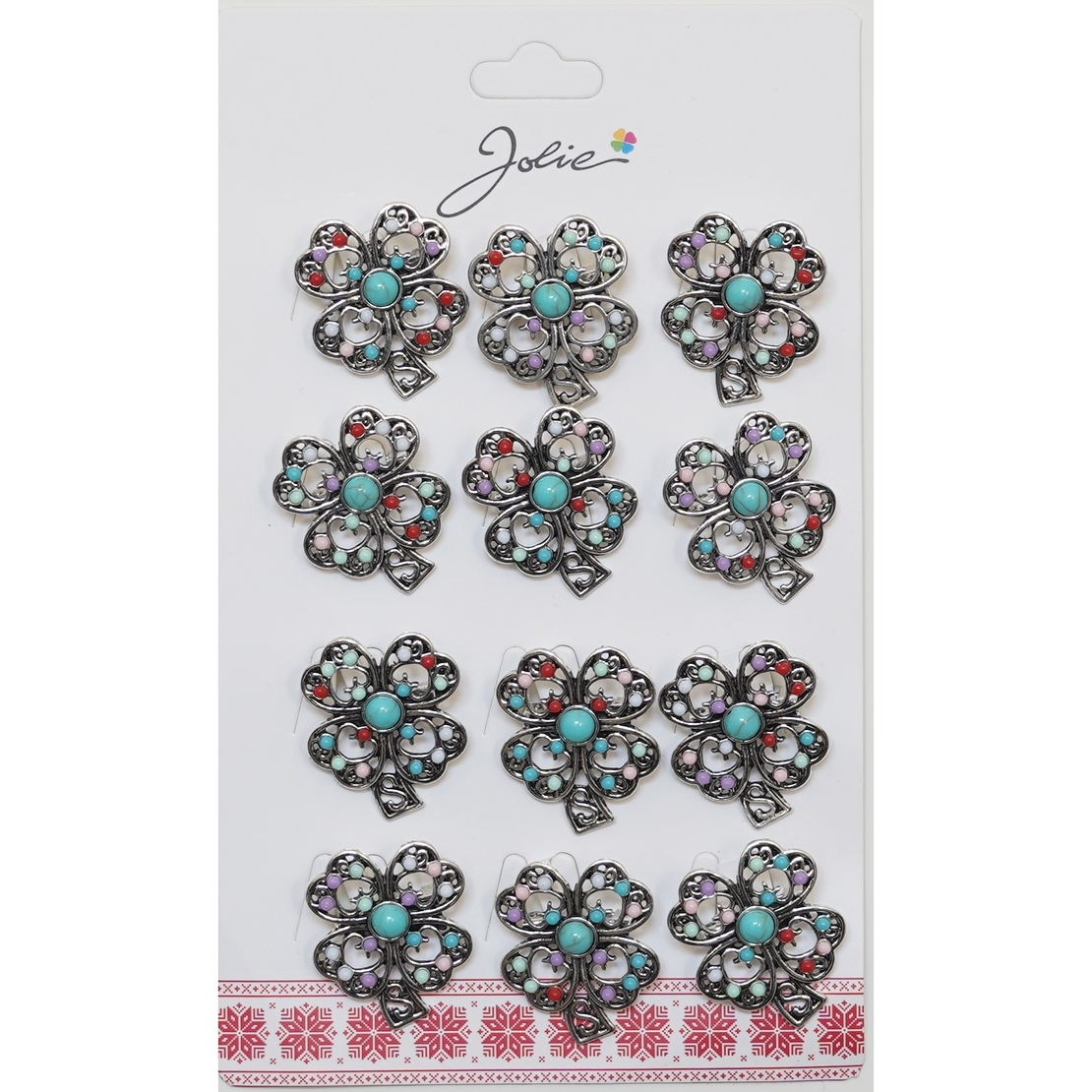 Set 12 Brose Martisor Primavara Trifoi cu Pietricele Vintage